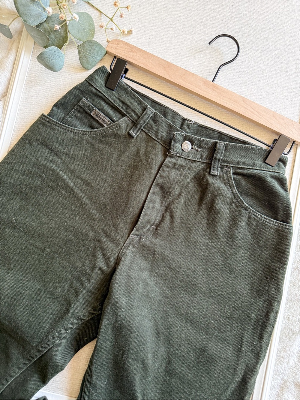 Vintage Wrangler Olive Green Straight Leg Jeans 8x32 Made in USA